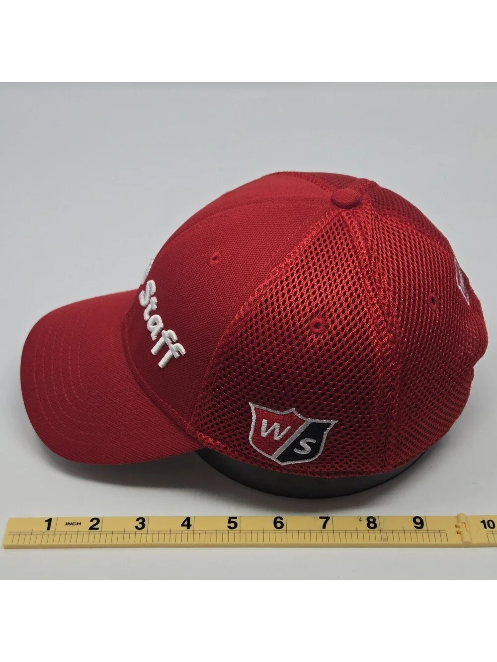 Wilson Staff Golf Hat Cap Red Mesh Adjustable Hook & Loop Performance